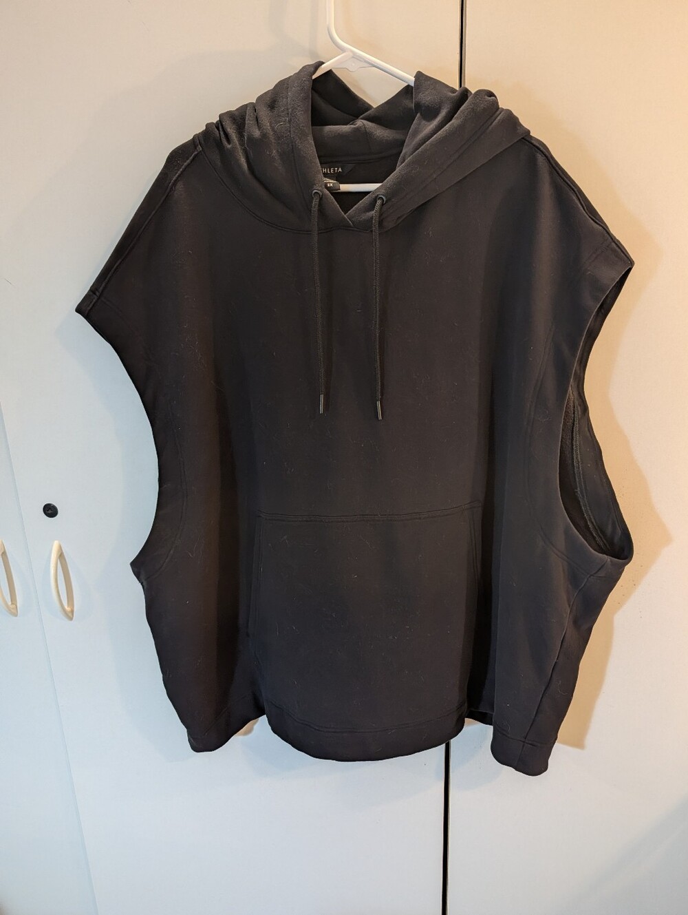 Athleta Woman's 3X Retroplush CoCoon Black Oversized Sleeveless Hoodie